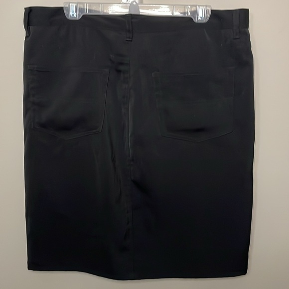 POLO JEANS Black‎ Zip Up Skirt w Slit & Back Pockets Size 14 EUC Preppy Academia - Picture 4 of 11